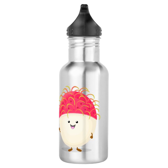 Bouteille D'eau Illustration mignon du ramboutan rose (Droite)