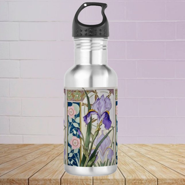 Bouteille D'eau Illustration vintage Iris (Créateur téléchargé)