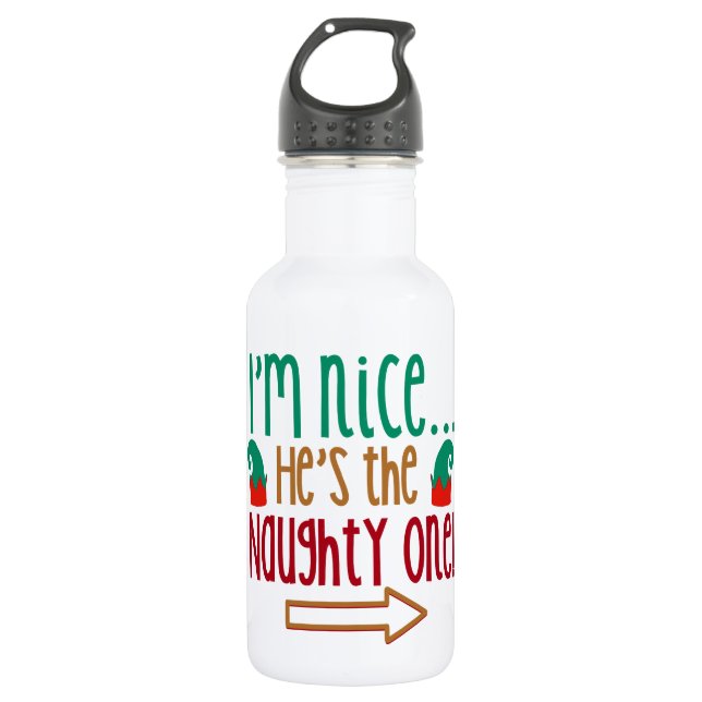 Bouteille D'eau Im Nice Hes Naughty Elf Casquette (Devant)
