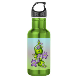 Bouteille D'eau Imaginaire Floral Fleurs Lilac Formes vertes Fract
