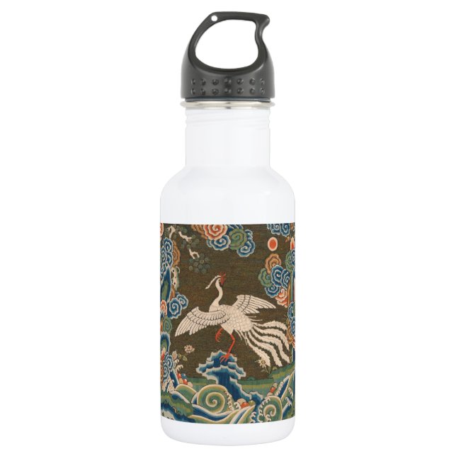 Bouteille D'eau Impression de broderie en soie blanche antique chi (Devant)
