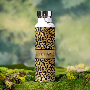 Bouteille D'eau Imprimé guépard or chic personnalisé