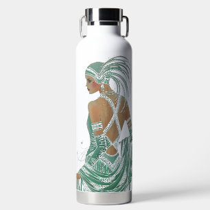 Bouteille D'eau Imprimer vintage Ladies Gogo Green Art