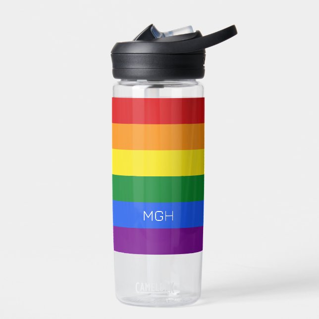 Bouteille D'eau Indicateur Monogramme Rainbow personnalisé (Gauche)