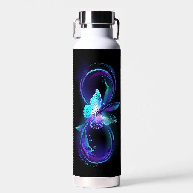 Bouteille D'eau Infinité brillante avec papillon magique (Avant)