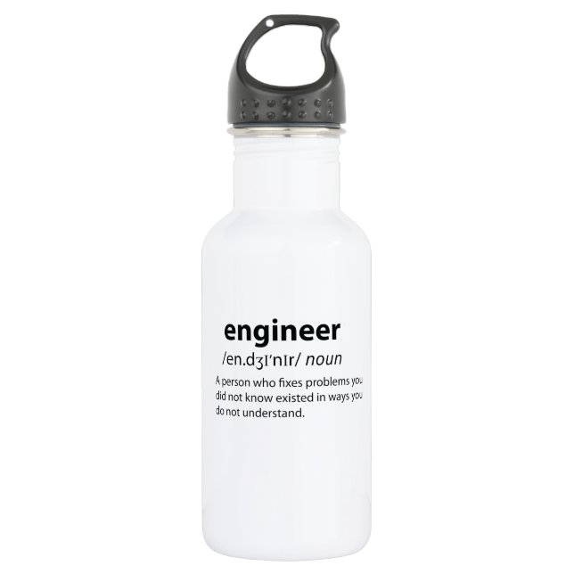 Bouteille D'eau Ingénieur Définition de dictionnaire drôle (Devant)
