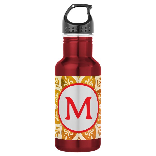 Bouteille D'eau Initiale de monogramme Boho Mandala  (Devant)