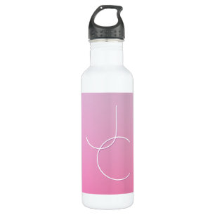 Bouteille D'eau Initiales de chevauchement modernes 2 Ombre rose
