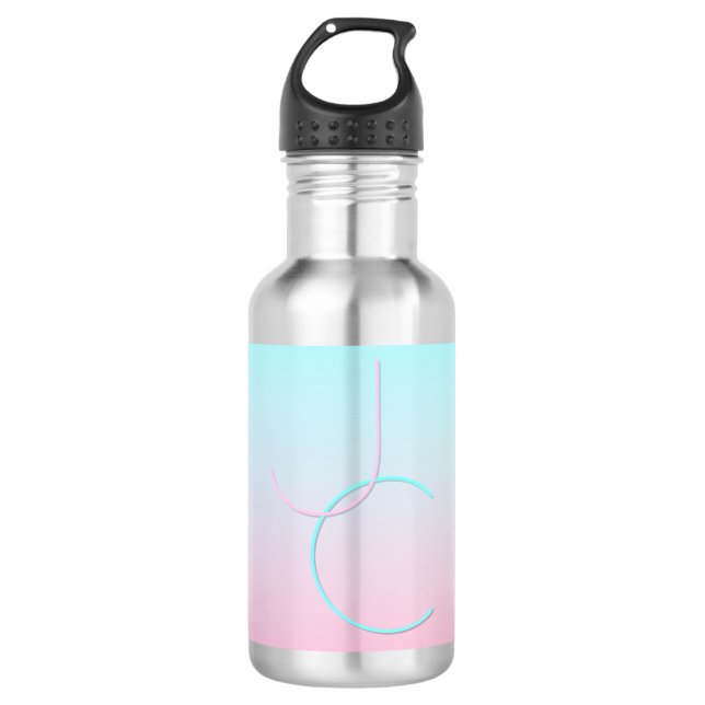Bouteille D'eau Initiales de chevauchement modernes 2 | Rose turqu (Devant)