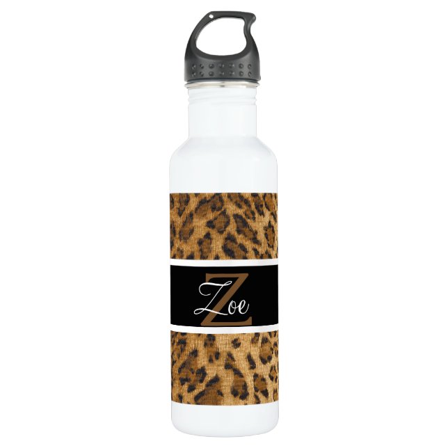 Bouteille D'eau Initiales de monogramme Z Empreinte de léopard Bou (Devant)