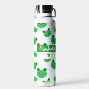 Bouteille D'eau Initiales Froggy Simple Moderne Fun