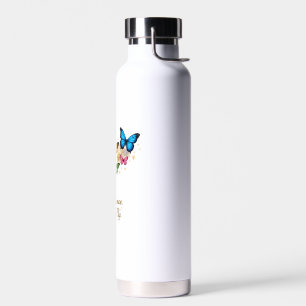 Bouteille d'eau inspirante Clé dorée et Papillon