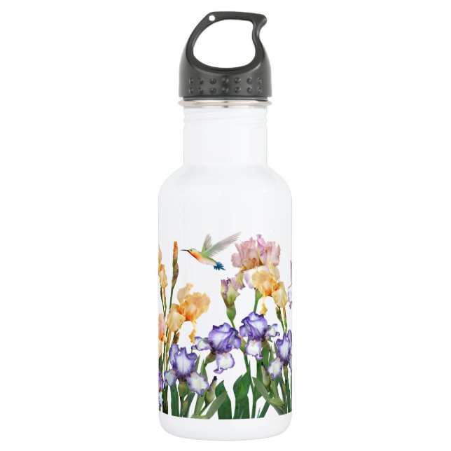 Bouteille D'eau Irides Multi-Couleurs / Jardin De Fleurs  (Devant)