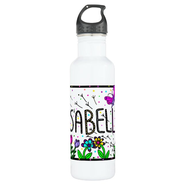 Bouteille D'eau Isabella, Nom de la fille Art lunaire (Devant)
