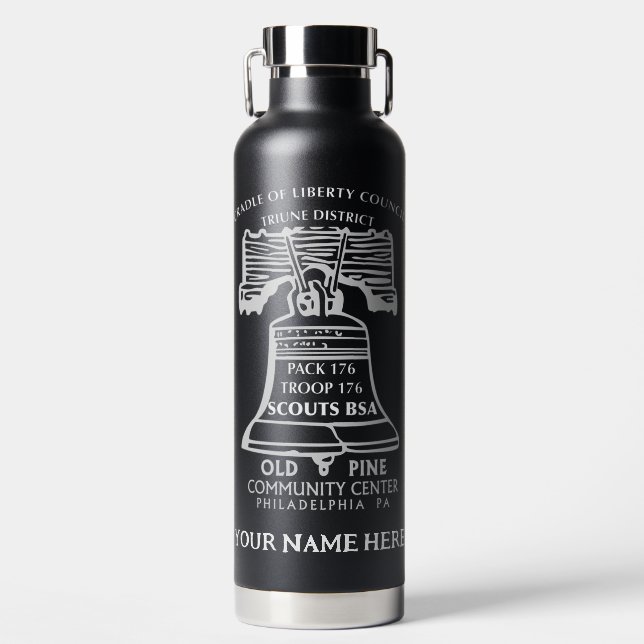 Bouteille d'eau isolée - Noir (Personnalisé) (Avant)