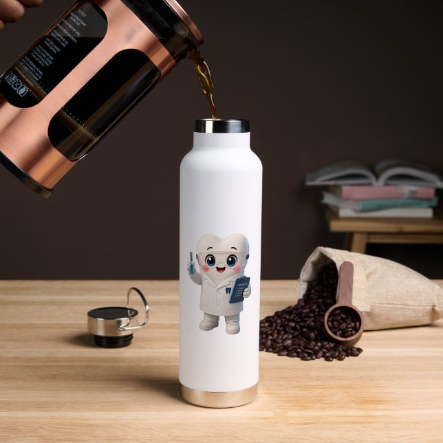Bouteille d'eau isolée scientifique à dent mignonn (Café (pivoté))
