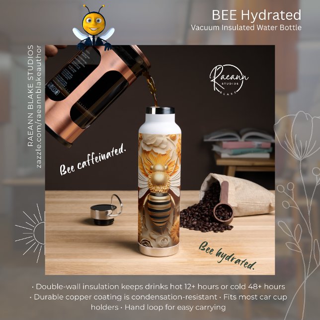 Bouteille d'eau isolée sous vide Bee Hydrated (Créateur téléchargé)