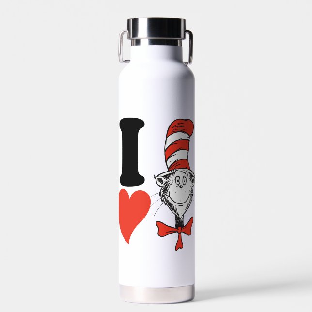 Bouteille D'eau J'adore le Chat dans le Chapeau (Avant)