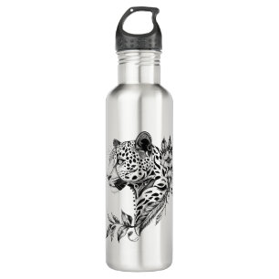Bouteille D'eau Jaguar Wild Animal Nature Illustration Art tatouag