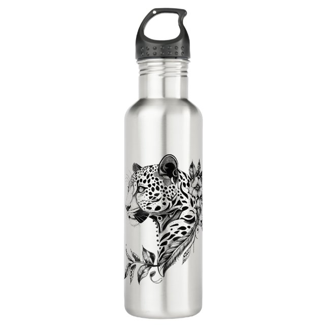 Bouteille D'eau Jaguar Wild Animal Nature Illustration Art tatouag (Devant)