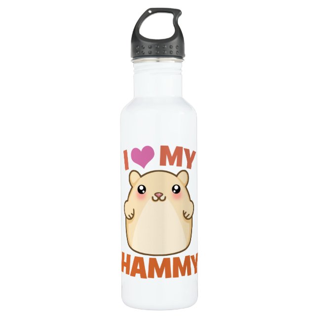 Bouteille D'eau J'aime (coeur) mon Hammie (Devant)