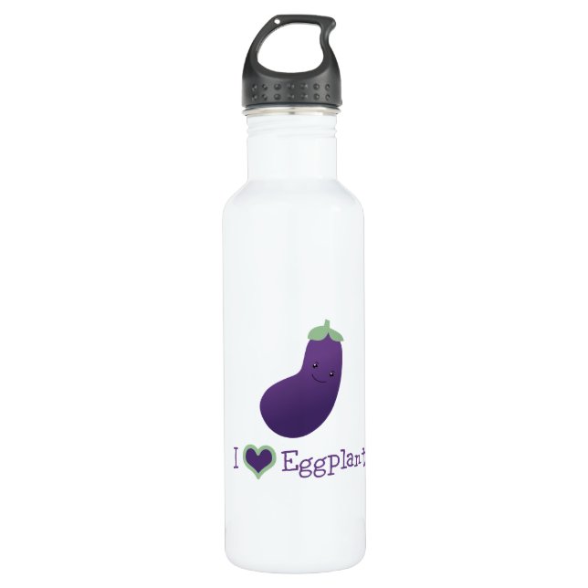Bouteille D'eau J'aime Eggplant (Devant)