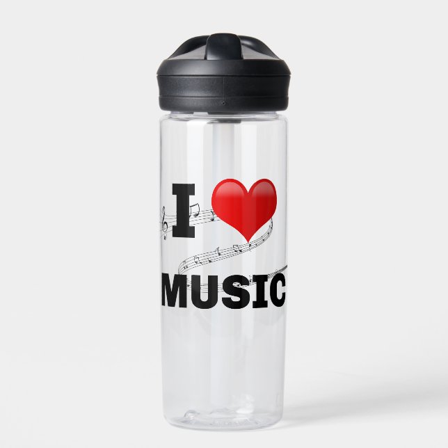 Bouteille D'eau J'aime la musique, design populaire (Extérieur)