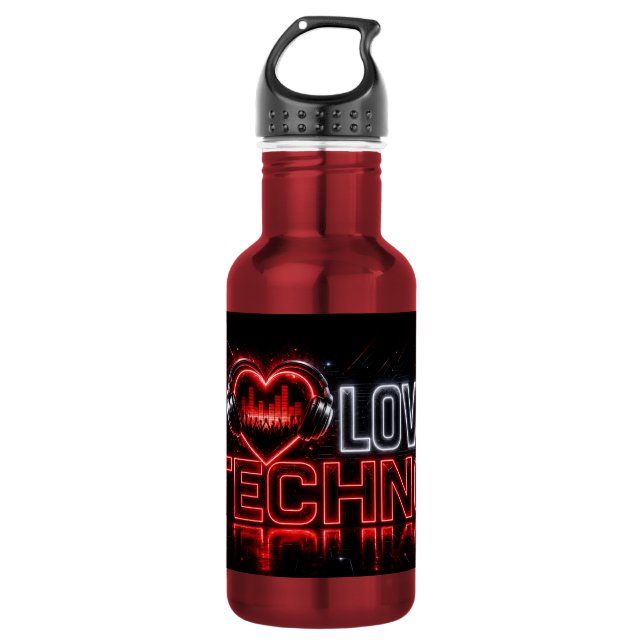 BOUTEILLE D'EAU J'AIME LA TECHNO (Devant)