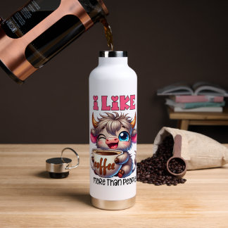 Bouteille D'eau J'aime le café plus que les gens
