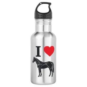 Bouteille D'eau J'aime les chevaux gravure vintage design de t-shi