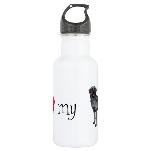 Bouteille D'eau J'aime mon Black Lab (Devant)