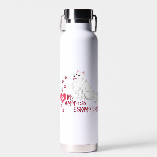 Bouteille D'eau J'Aime Mon Esquimau Américain Chien !