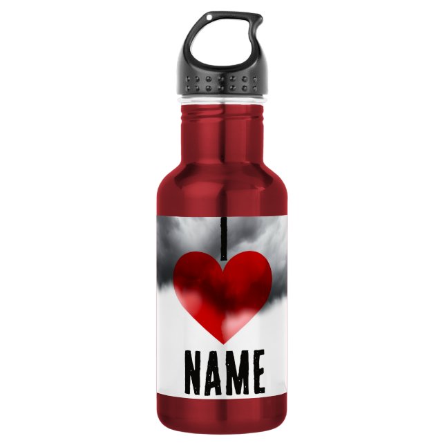 Bouteille D'eau J'aime Nom Personnalisé (Devant)