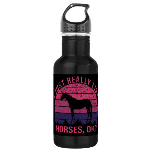 Bouteille D'eau J'aime vraiment les chevaux en rose et violet prof
