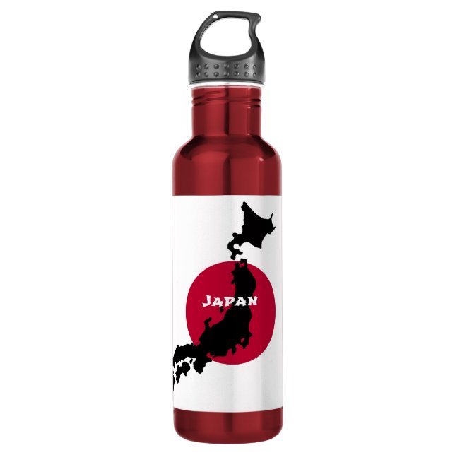 Bouteille D'eau Japon - Carte Silhouette et drapeau (Devant)