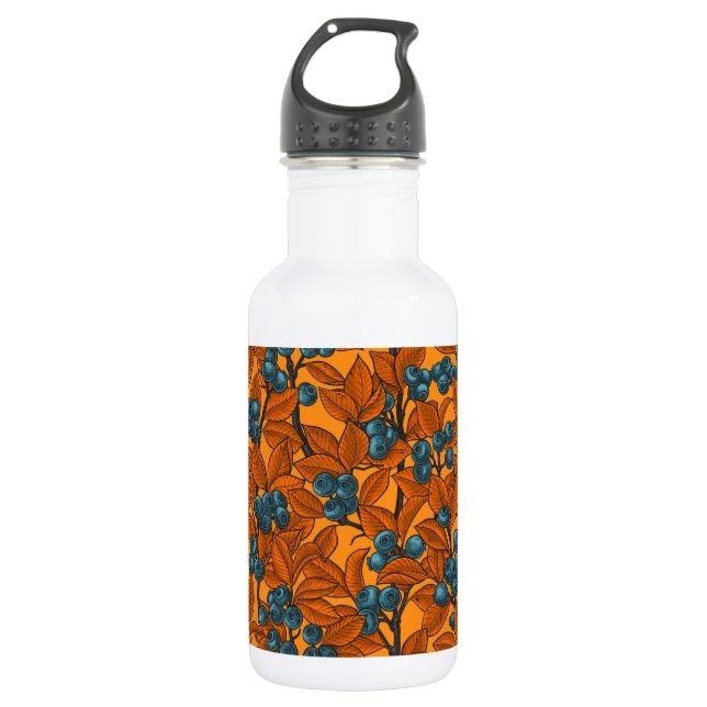 Bouteille D'eau Jardin aux bleuets, bleu et orange (Devant)