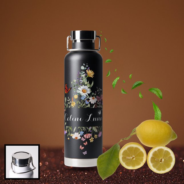 Bouteille D'eau Jardin des papillons Fleurs sauvages personnalisés (Personalized Wildflower Butterfly Garden Water Bottle)