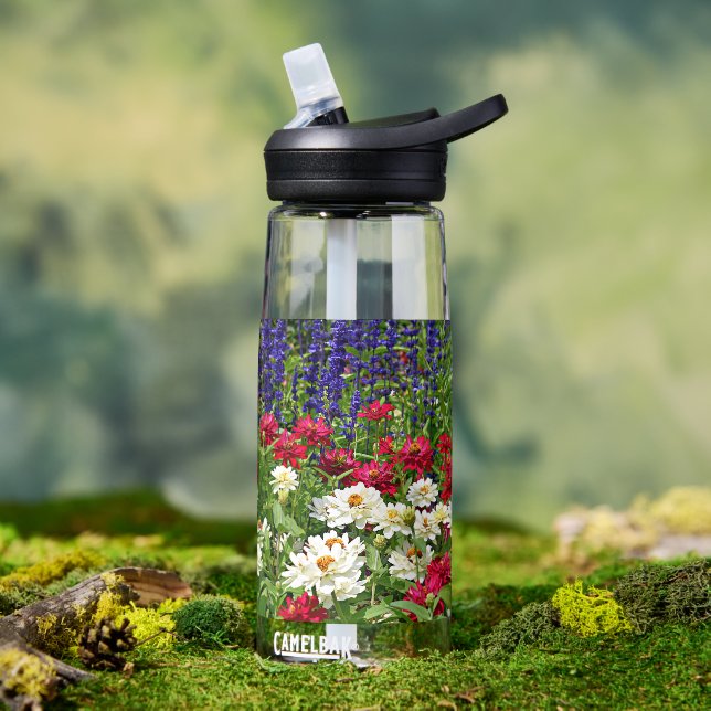 Bouteille D'eau Jardin Floral Zinnia et Salvia Bleue (Extérieur)