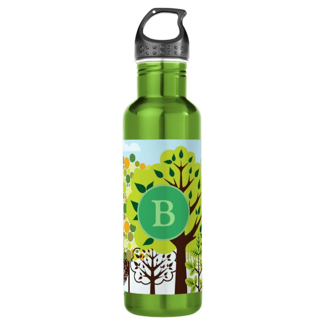 Bouteille D'eau Jardin forestier moderne Art Monogramme Nature ver (Devant)