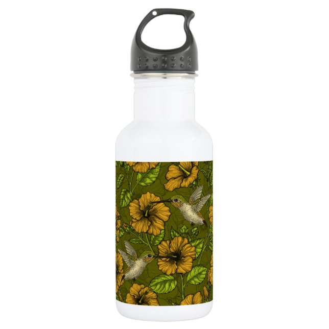 Bouteille D'eau Jardin tropical nocturne jaune et vert (Devant)