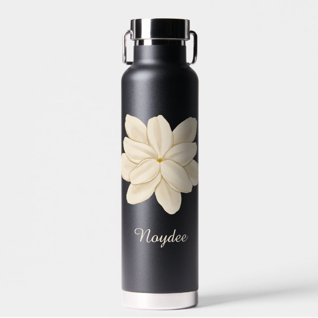 Bouteille D'eau Jasmine Fleur Blanche Nom Élégant (Avant)