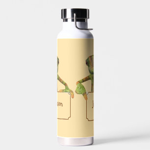 Bouteille D'eau Jaune Beurre avec Lézard à Motif Multicolore
