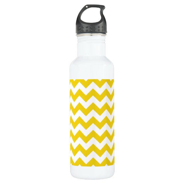 Bouteille D'eau Jaune Zigzag, Jaune Chevron, Motif géométrique (Devant)