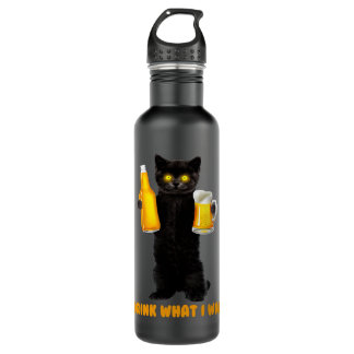 Bouteille D'eau Je Bois Ce Que Je Veux Drôle Chat Noir Dotée Bière
