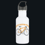 Bouteille D'eau Je profite de la retraite à vélo amusant<br><div class="desc">Cette bouteille d'eau fait un grand cadeau de retraite pour les cyclistes et toute personne qui aime faire du vélo. Il présente le message amusant "I'm Wheely Enjoying Retirement" en orange au-dessus d'une illustration d'un vélo orange assorti.</div>