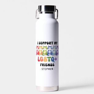 Bouteille D'eau Je soutiens mes amis LGBTQ - Rainbow Cat Pride