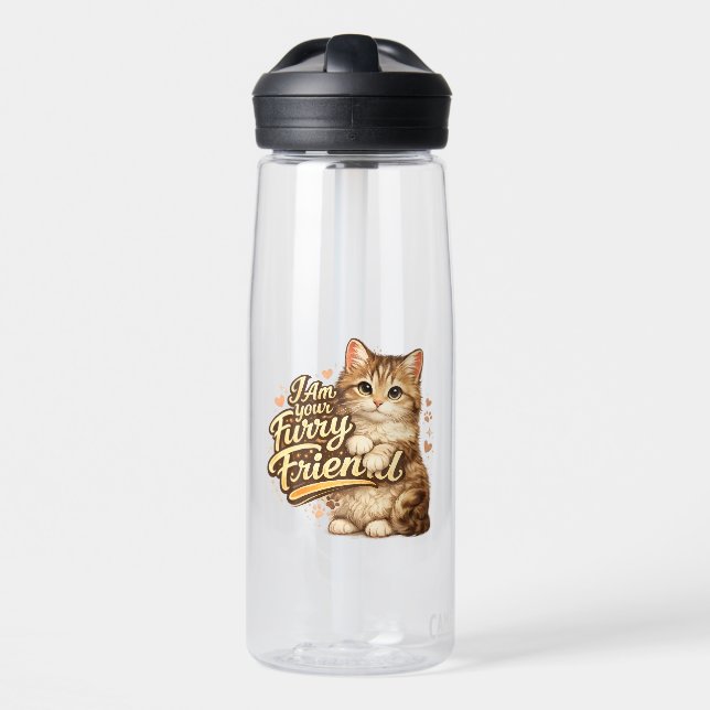 Bouteille D'eau Je suis votre ami à fourrure Conception de chat (Avant)