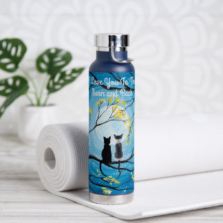 Bouteille D'eau Je t'aime à la lune et le chat arrière