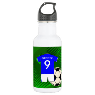 Bouteille D'eau Jersey de soccer personnalisé bleu et blanc