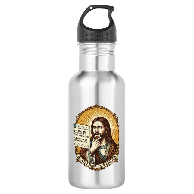 Bouteille D'eau Jésus Confus Échec de la Publication de Traduction (Devant)